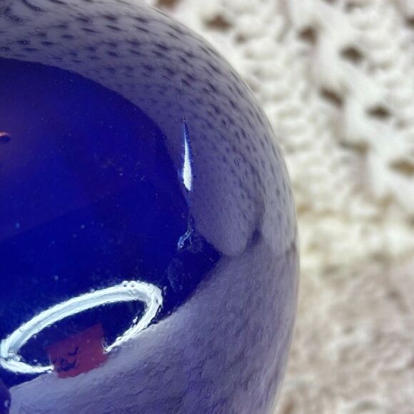 Japanese Arita Ware Fukagawa Seiji Blue White Porcelain Vase w/ Gold Trim Marked - Picture 5 of 7